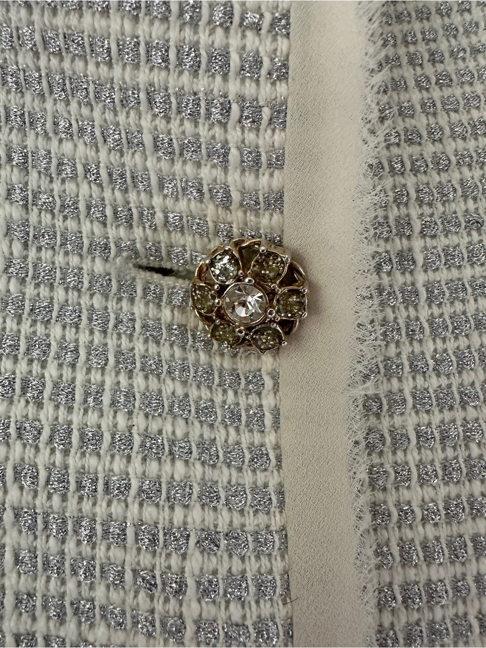 Guess by Marciano Ivory & Silver Tweed Blazer Jacket Size 6 - Picture 3 of 6